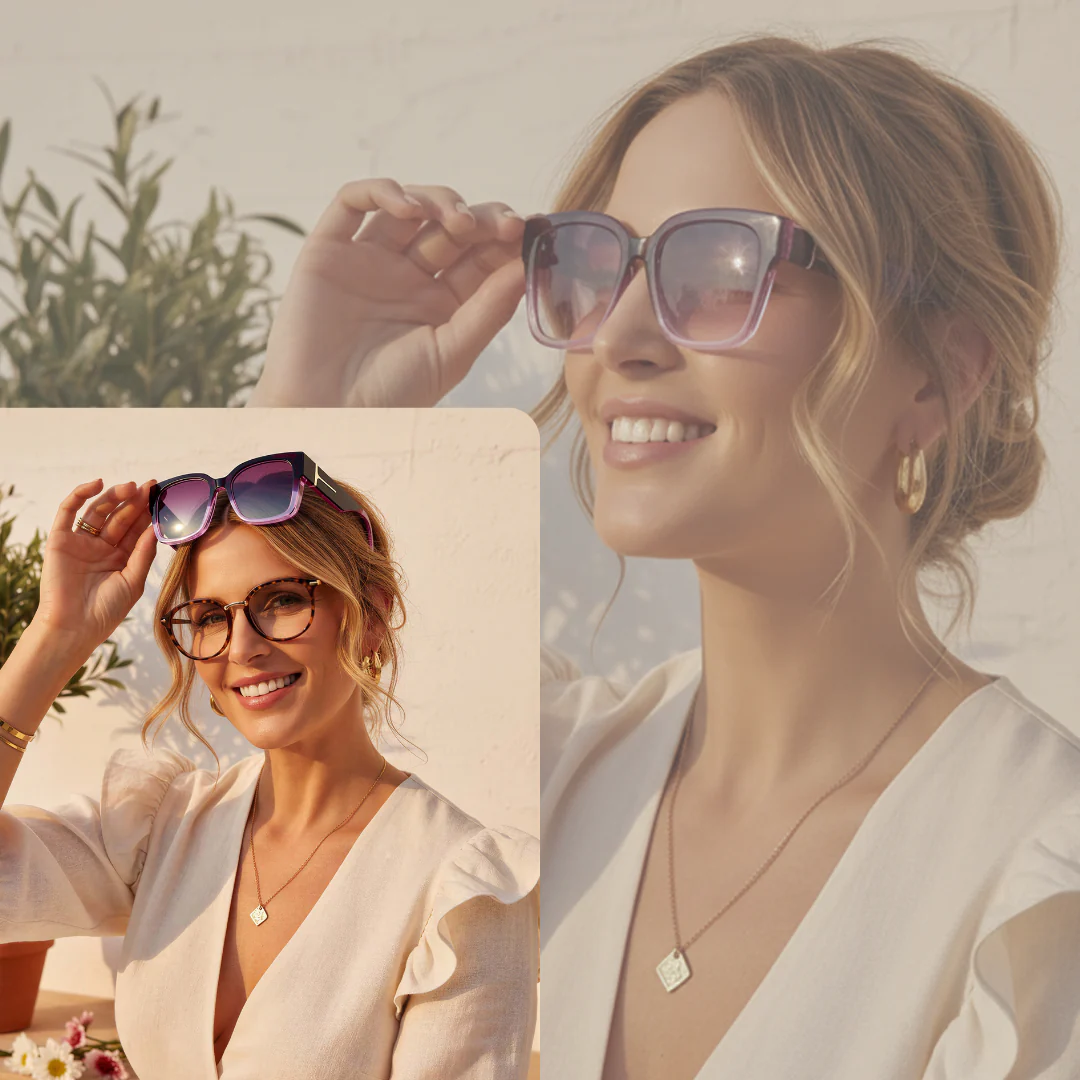 Lunettes de soleil polarisées pour femmes portant des lunettes